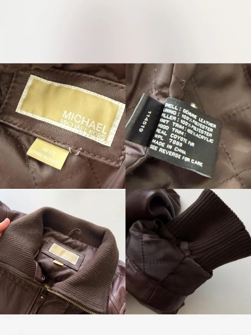 MICHAEL Michael Kors brown leather Utility jacket with distressed look size XS. - Picture 13 of 15